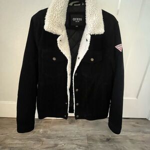 Guess Black Jacket with White Sherpa Collar